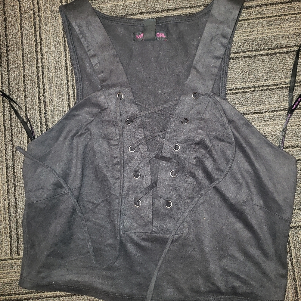 Black suede crop top